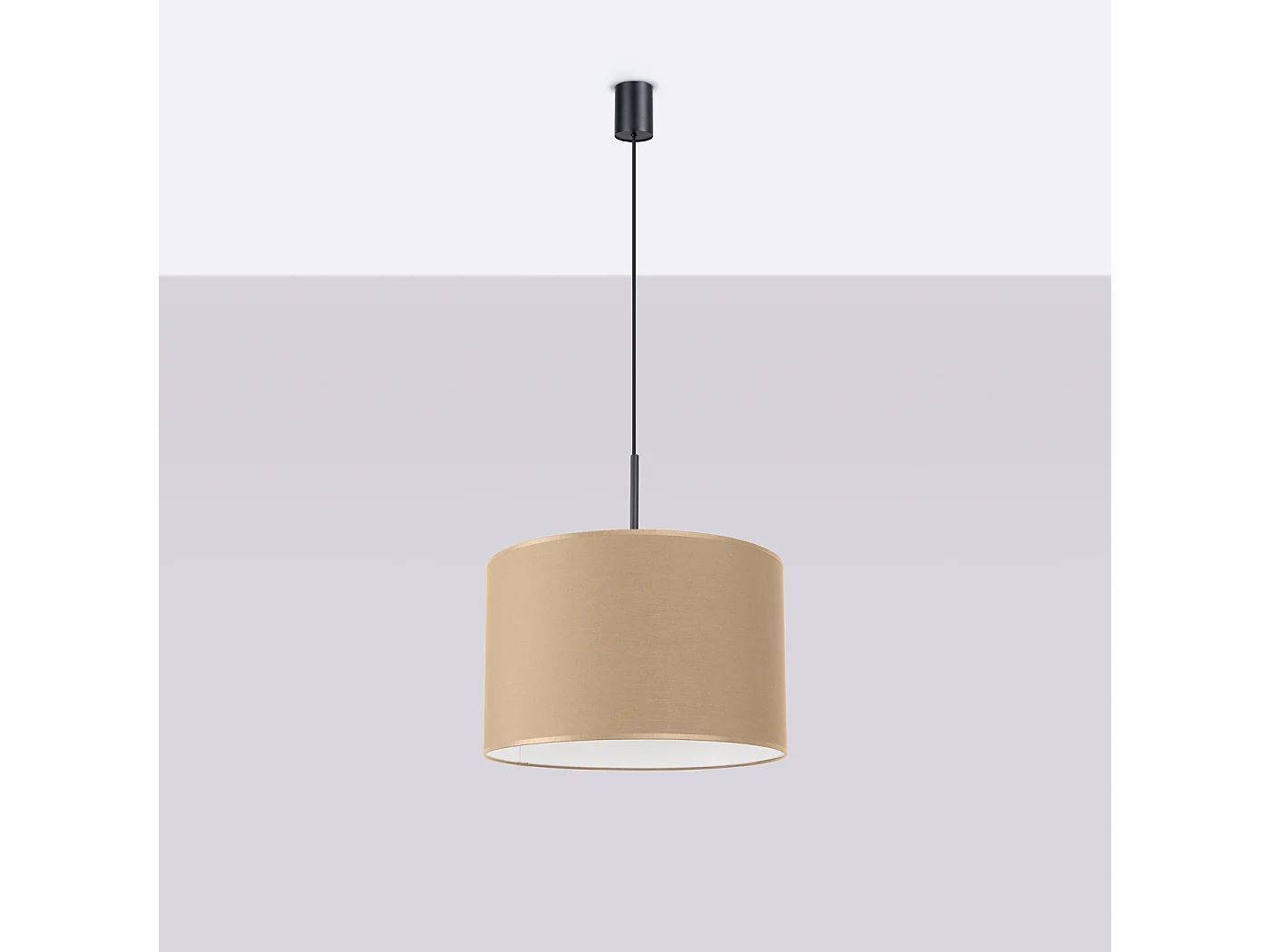 Hanglamp Nevia minimalist van  - 1 lichtbronnen - L.40 x H.137 cm - taupe/zwart