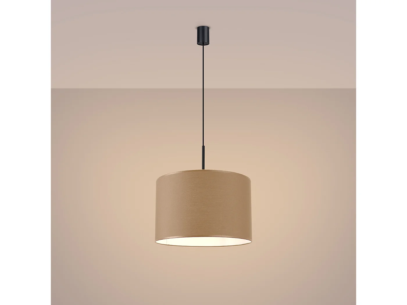 Hanglamp Nevia minimalist van  - 1 lichtbronnen - L.40 x H.137 cm - taupe/zwart