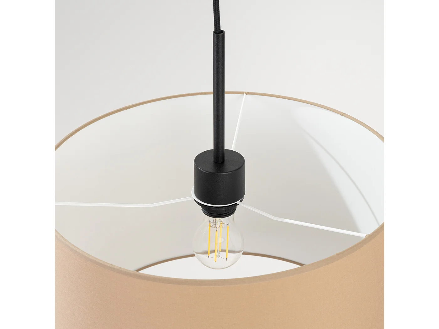 Hanglamp Nevia minimalist van  - 1 lichtbronnen - L.40 x H.137 cm - taupe/zwart