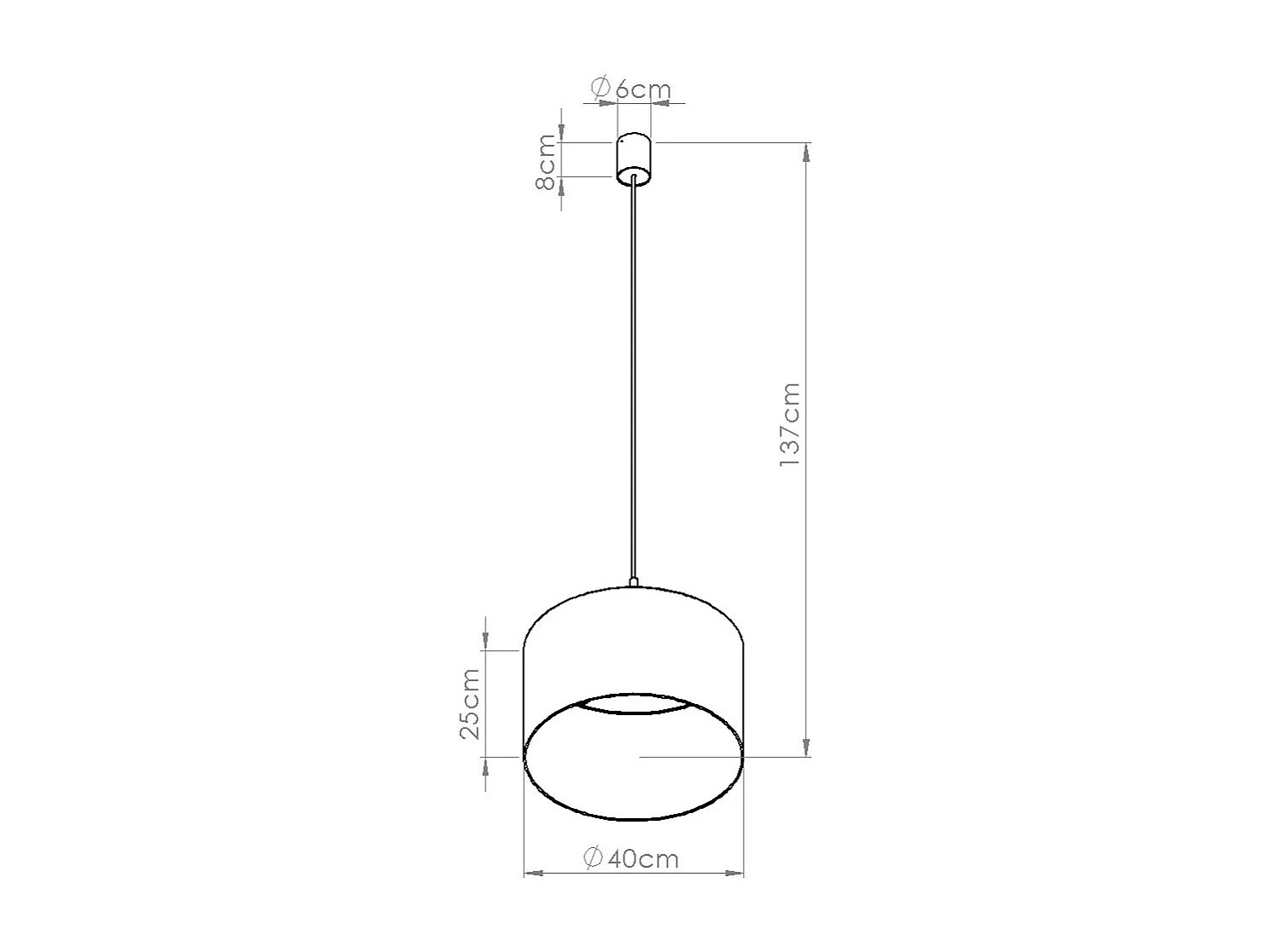Hanglamp Nevia minimalist van  - 1 lichtbronnen - L.40 x H.137 cm - taupe/zwart
