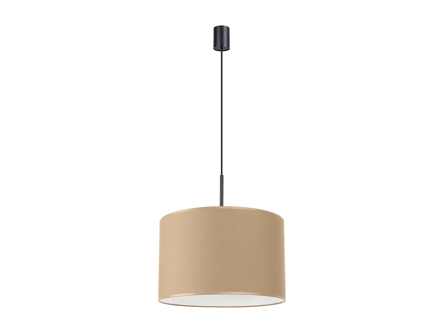 Lampe suspendue minimaliste en tissu/PVC - 1 sources lumineuses - L.40 x H.137 cm - taupe/noir
