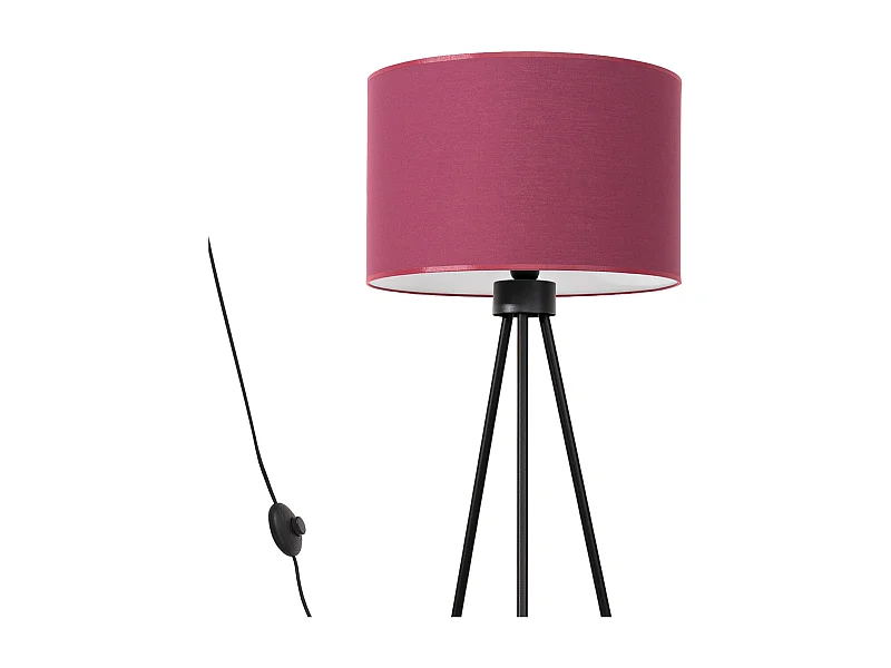 Candeeiro de pé Nevia minimalista, tecido/PVC/aço - 1 lichtbronnen - L.40 x H.135 cm - borgonha/preto