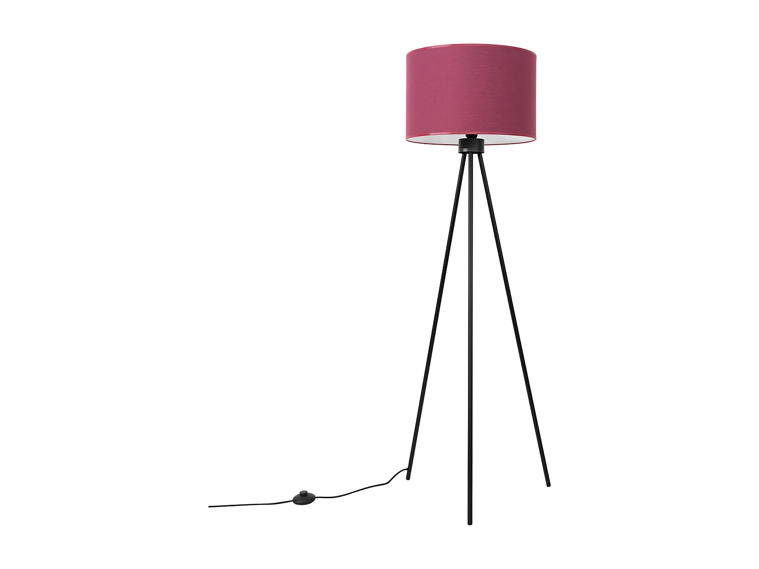 Candeeiro de pé Nevia minimalista, tecido/PVC/aço - 1 lichtbronnen - L.40 x H.135 cm - borgonha/preto