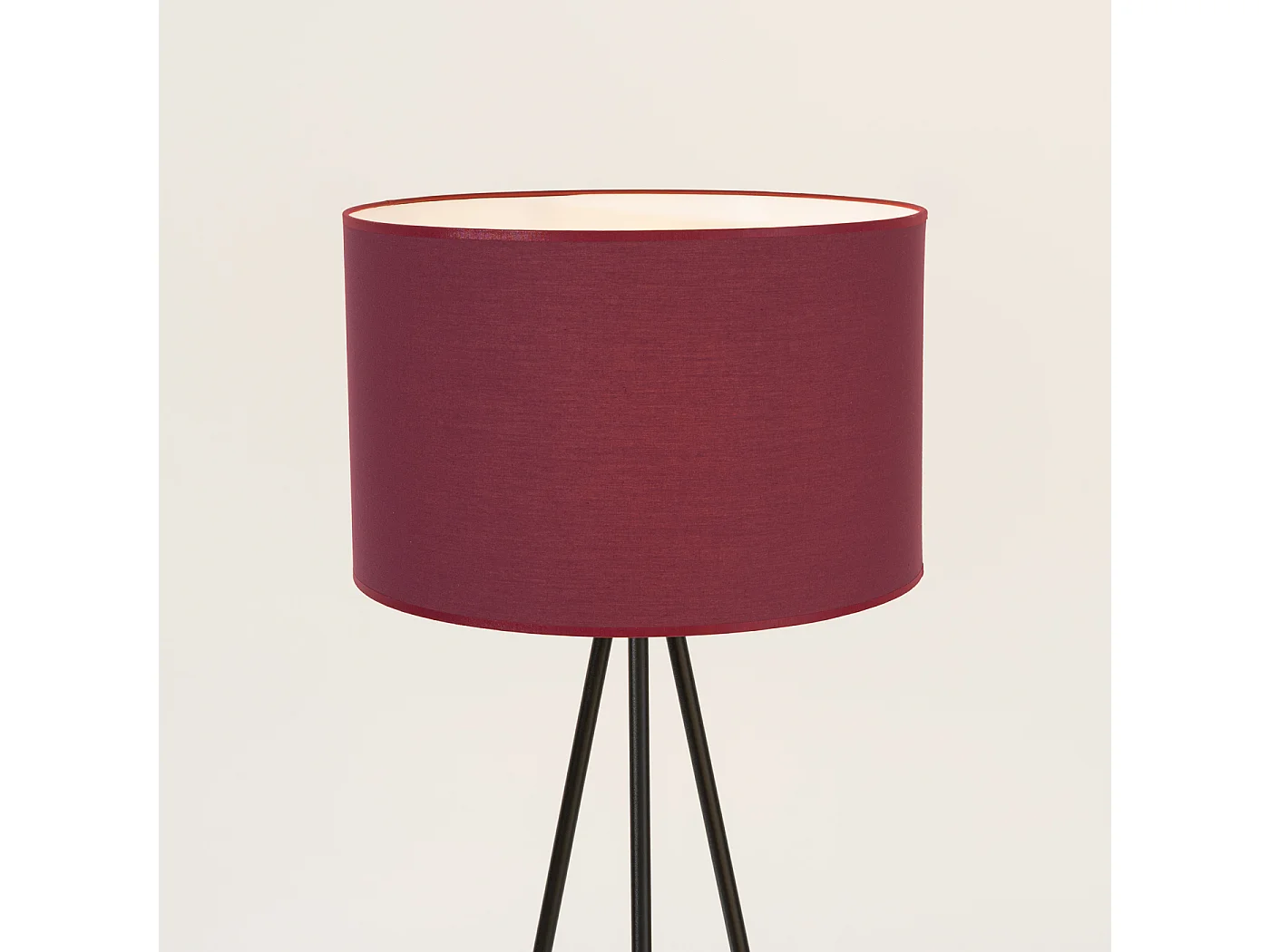 Candeeiro de pé Nevia minimalista, tecido/PVC/aço - 1 lichtbronnen - L.40 x H.135 cm - borgonha/preto