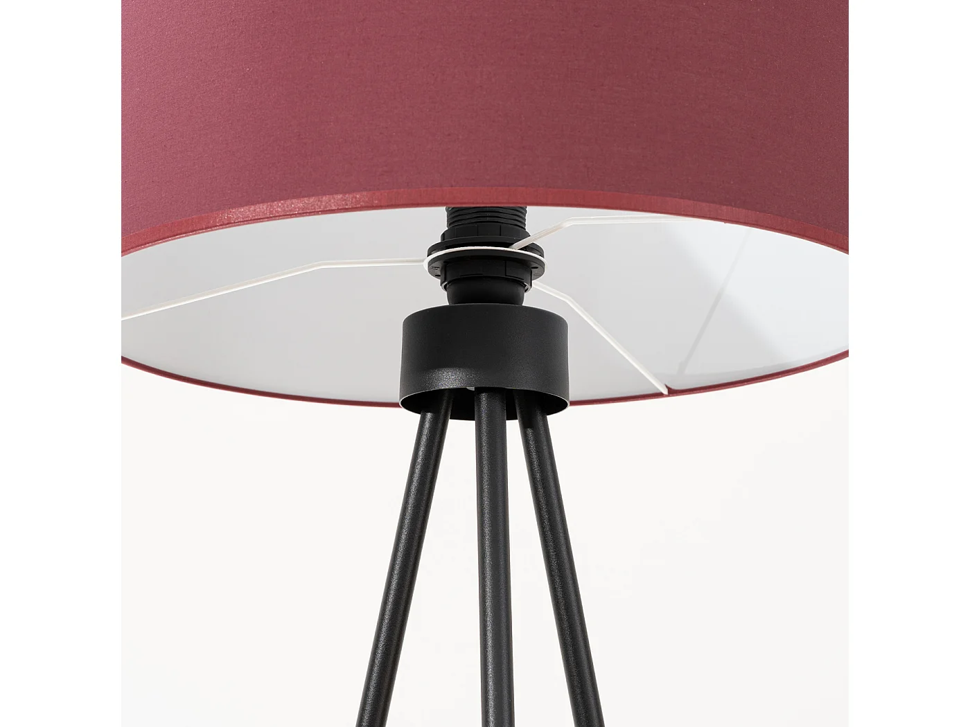 Candeeiro de pé Nevia minimalista, tecido/PVC/aço - 1 lichtbronnen - L.40 x H.135 cm - borgonha/preto