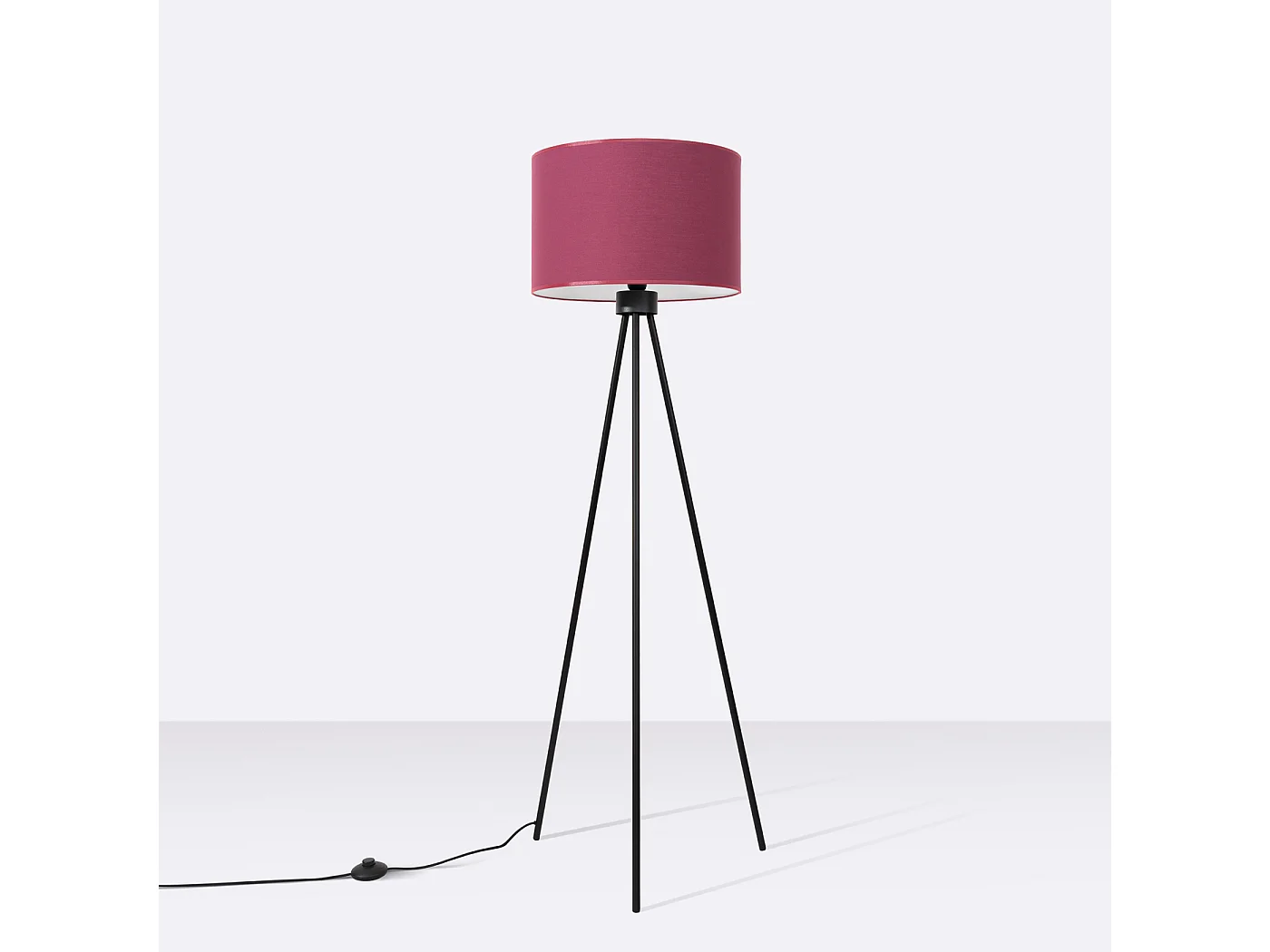 Lampadaire minimaliste en tissu/PVC/acier - 1 sources lumineuses - L.40 x H.135 cm - bordeaux/noir