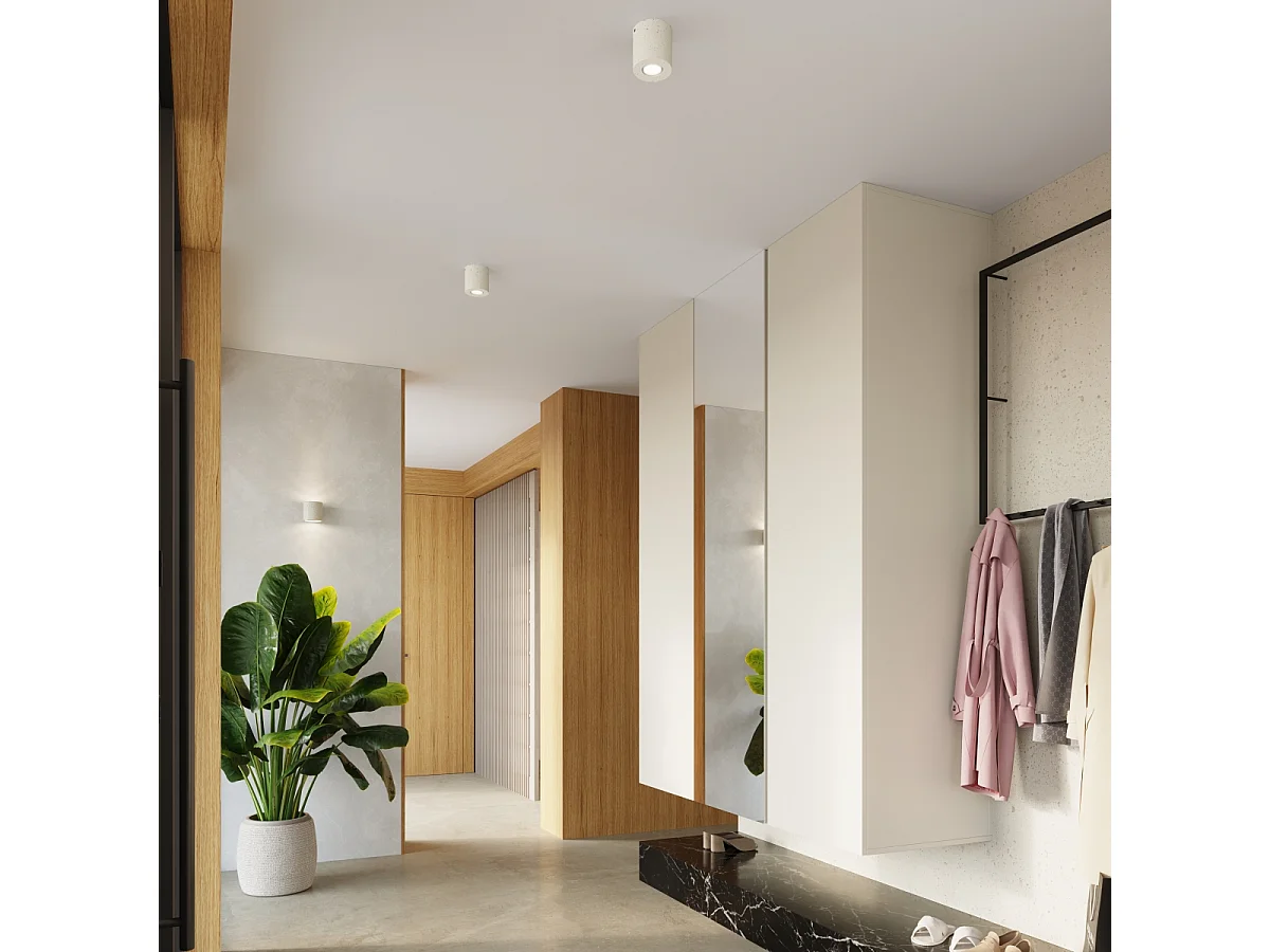 Lámpara de techo Orbis industrial de concreto - 1 fuentes luminosas - L.10 x A.10 cm - beige