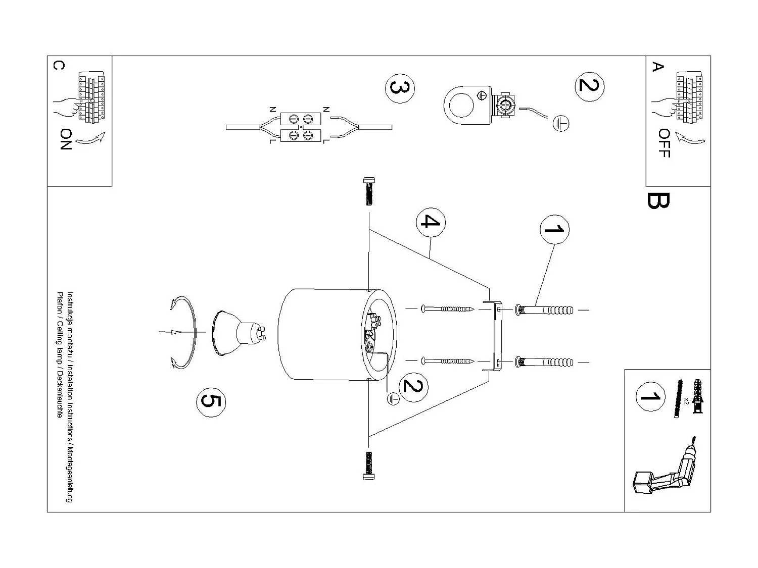 Deckenleuchte Orbis Industrie aus  Beton - 1 lichtquellen - L.10 x H. cm - olivgrün