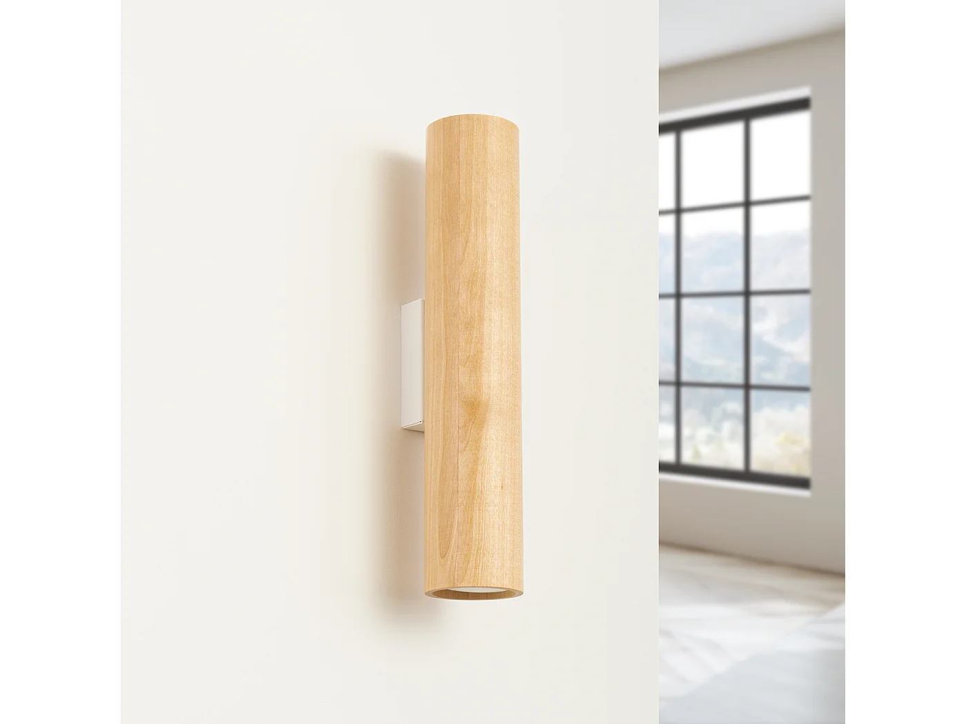 Candeeiro de parede Lino moderno, madeira/aço - 2 lichtbronnen - L.6 x H.30 cm - madeira natural/branco