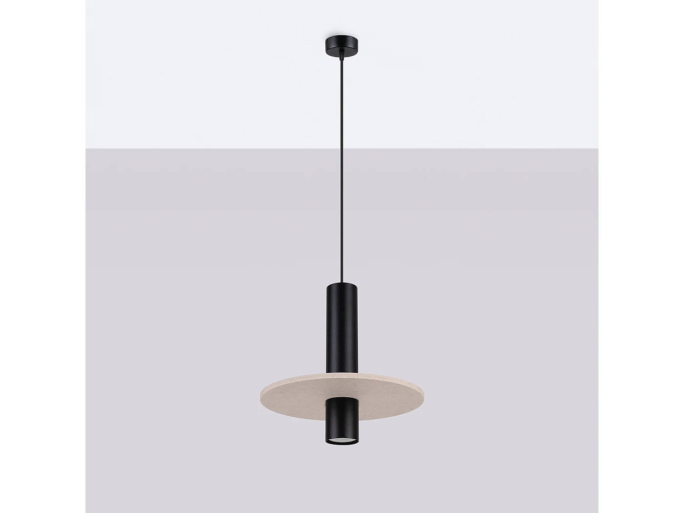 Lámpara colgante Pelta moderno de fieltro/acero - 1 fuentes luminosas - L.30 x A.126 cm - beige/negro