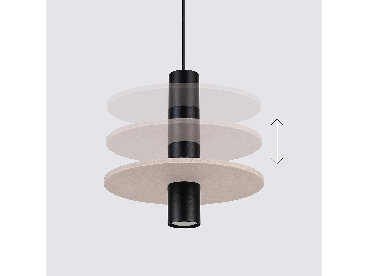 Lámpara colgante Pelta moderno de fieltro/acero - 1 fuentes luminosas - L.30 x A.126 cm - beige/negro