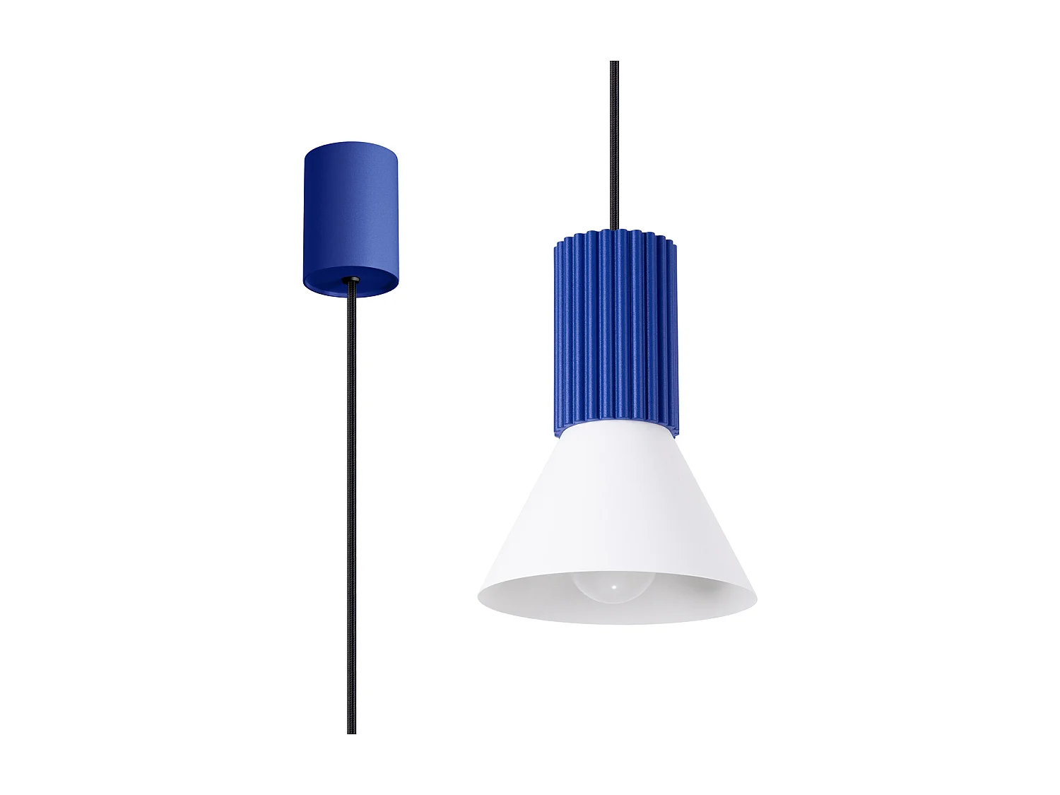 Hängelampe Estria Dachboden aus  Stahl/Aluminium - 1 lichtquellen - L.14 x H. cm - Weiß/Ultramarin