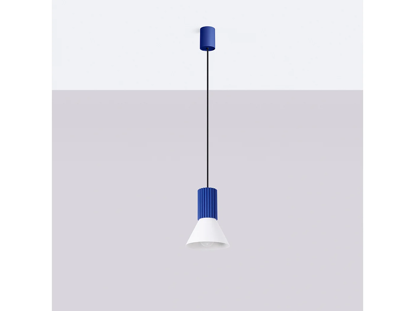 Hängelampe Estria Dachboden aus  Stahl/Aluminium - 1 lichtquellen - L.14 x H. cm - Weiß/Ultramarin