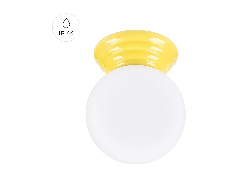 Plafonnier minimaliste en céramique émaillée/verre - 1 sources lumineuses - L.12 x H.12 cm - jaune