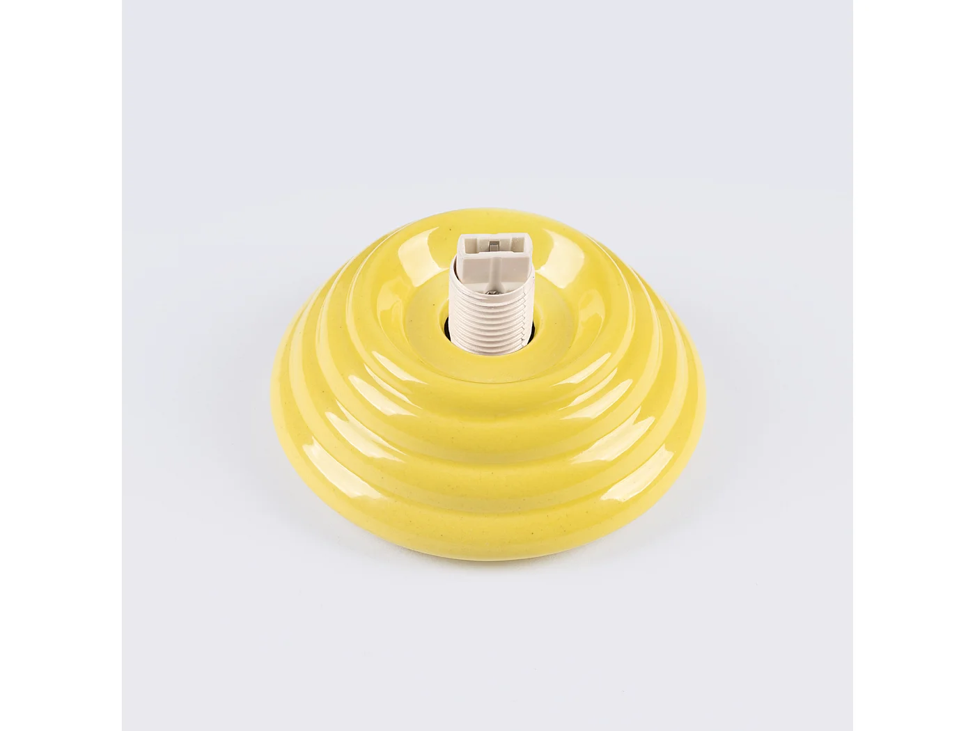 Plafonnier minimaliste en céramique émaillée/verre - 1 sources lumineuses - L.12 x H.12 cm - jaune