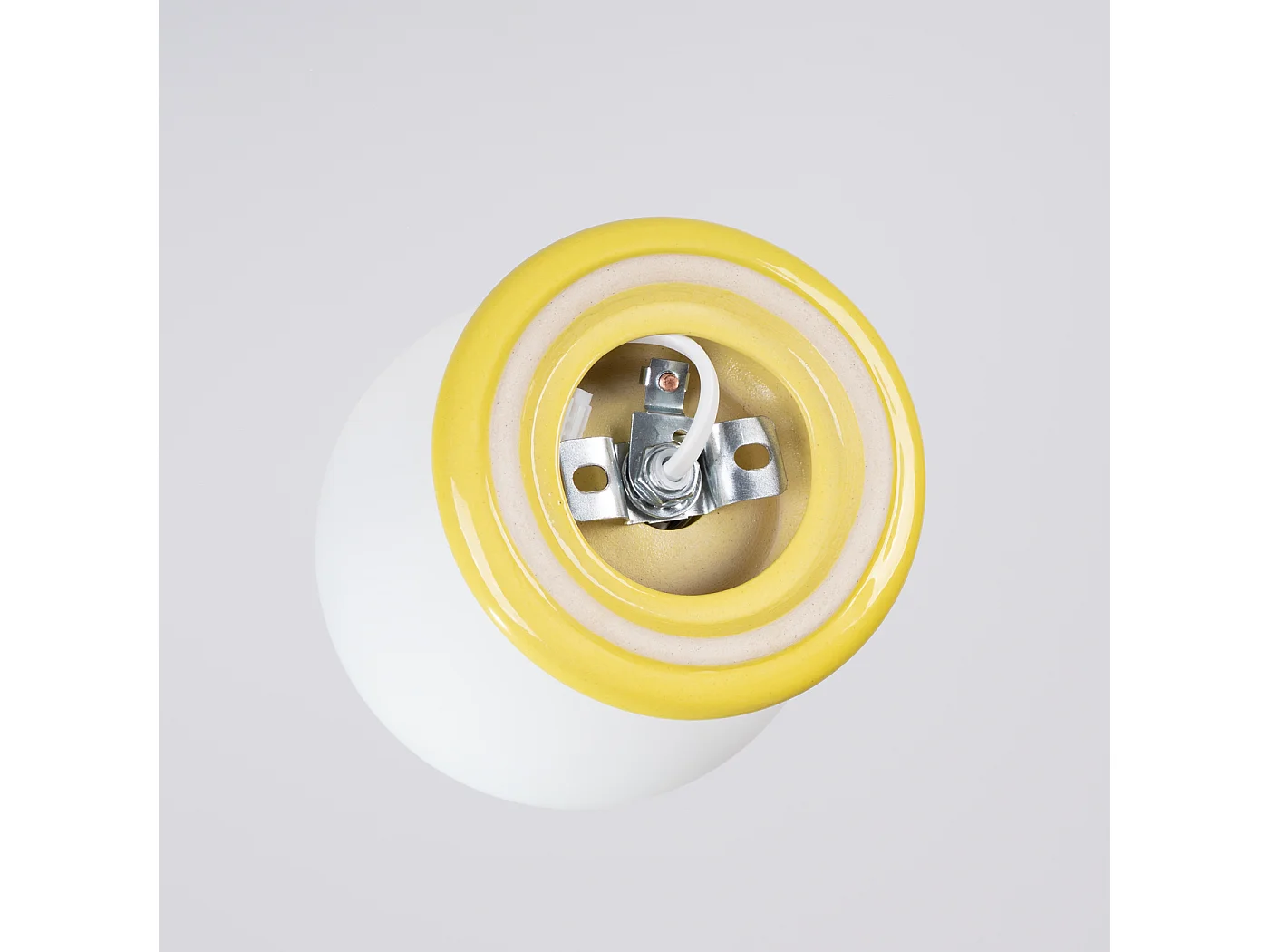 Plafonnier minimaliste en céramique émaillée/verre - 1 sources lumineuses - L.12 x H.12 cm - jaune