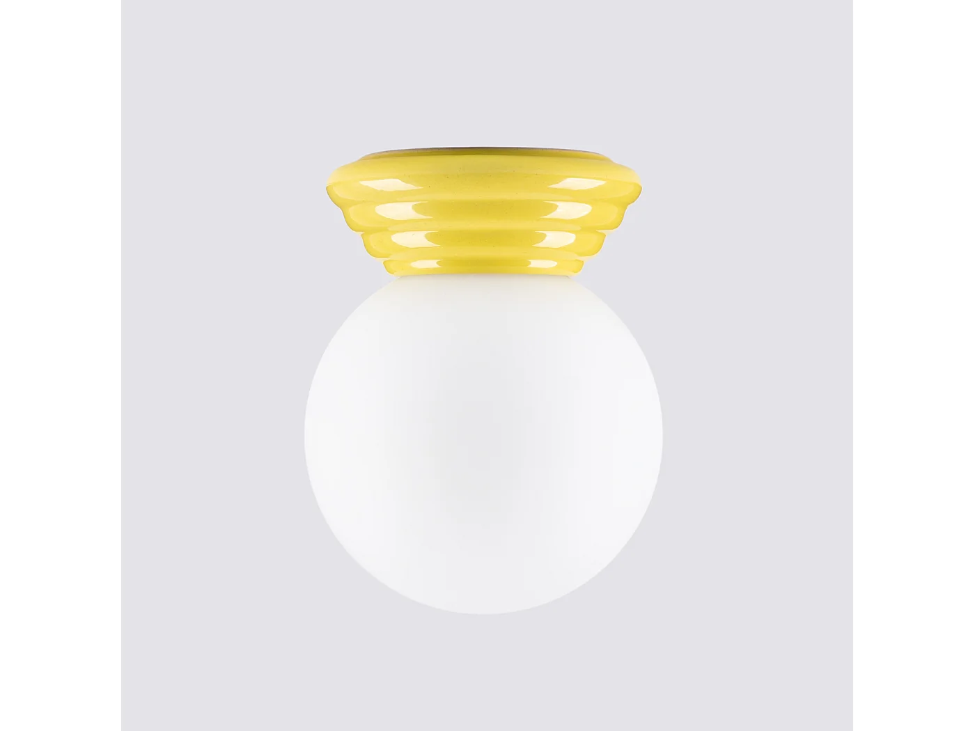 Plafonnier minimaliste en céramique émaillée/verre - 1 sources lumineuses - L.12 x H.12 cm - jaune