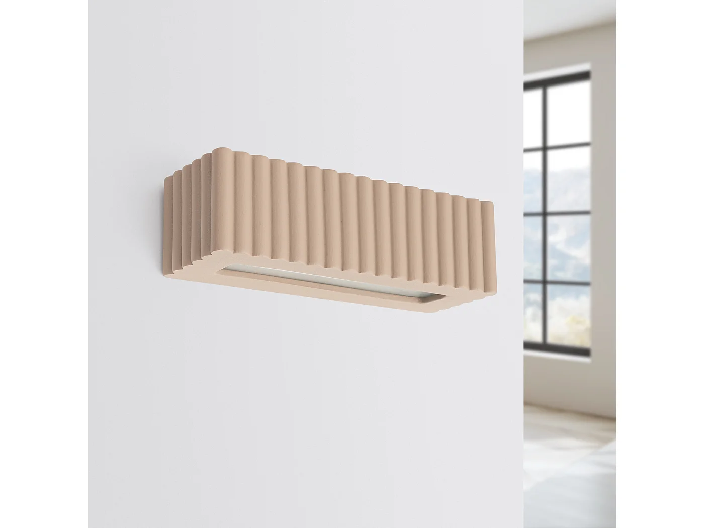 Lámpara de pared Rigata moderno de cerámica - 1 fuentes luminosas - L.34 x A.10 cm - gris pardo