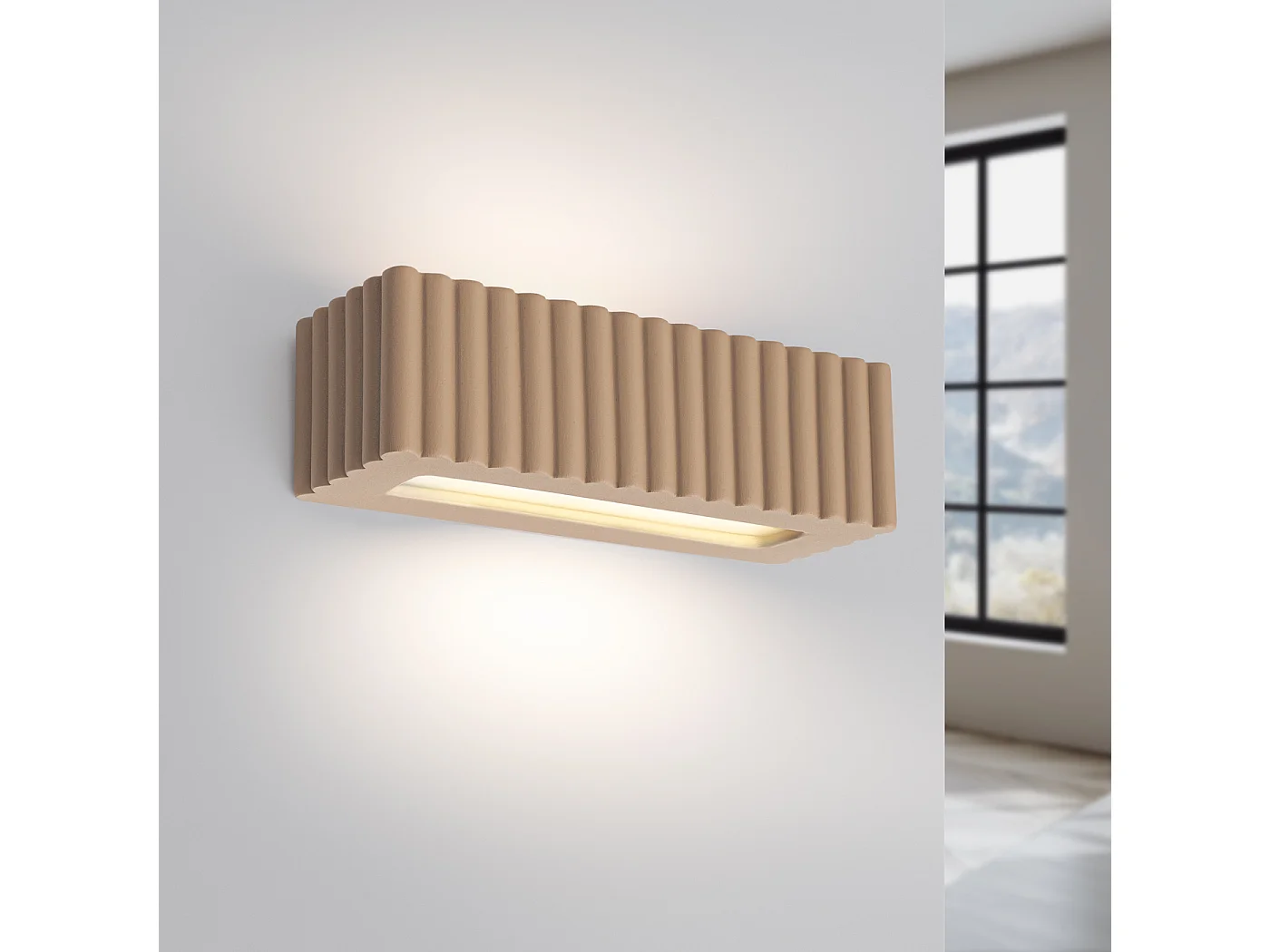 Lámpara de pared Rigata moderno de cerámica - 1 fuentes luminosas - L.34 x A.10 cm - gris pardo