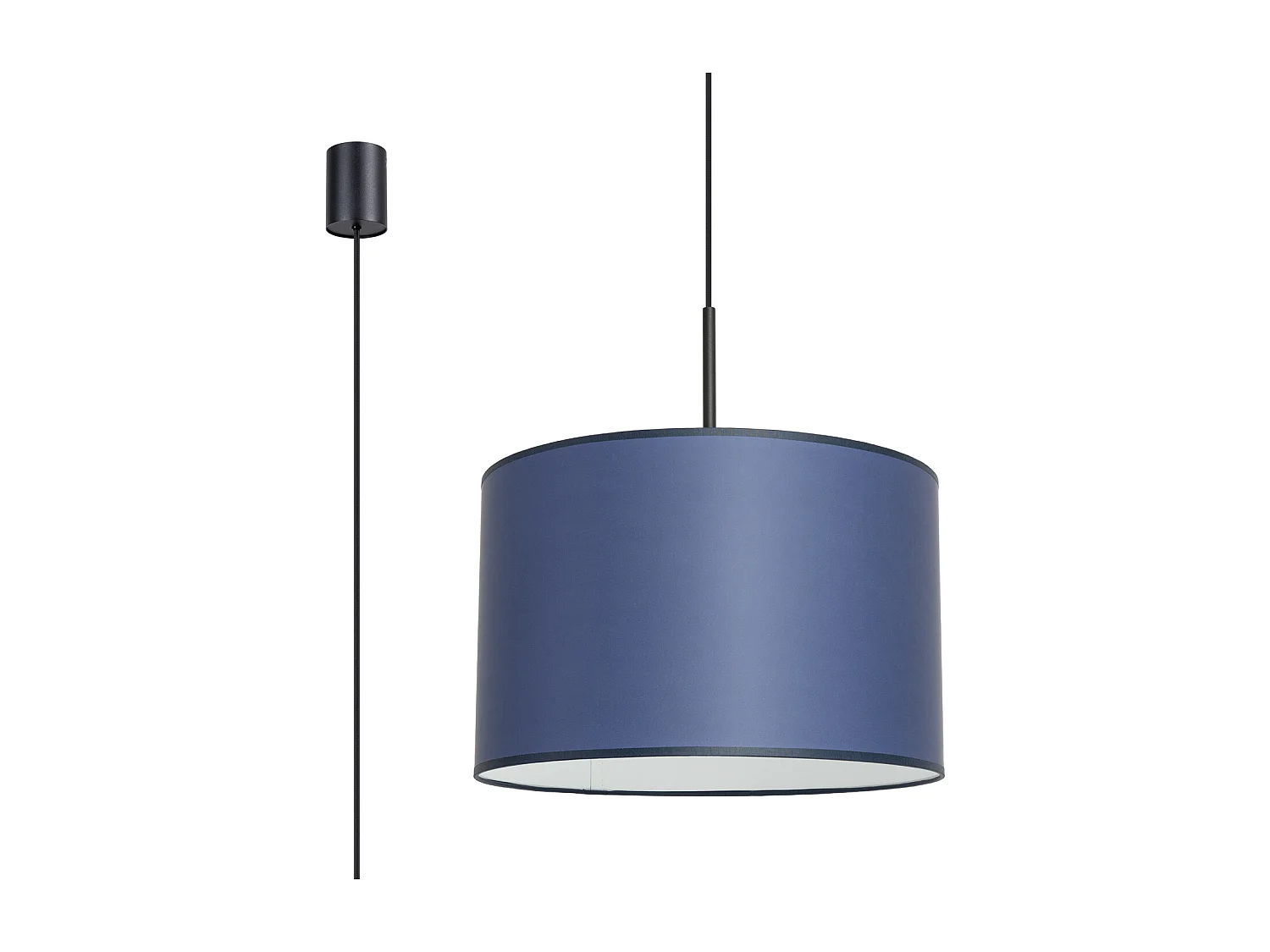Hanglamp Nevia minimalist van  - 1 lichtbronnen - L.40 x H.137 cm - marineblauw/zwart
