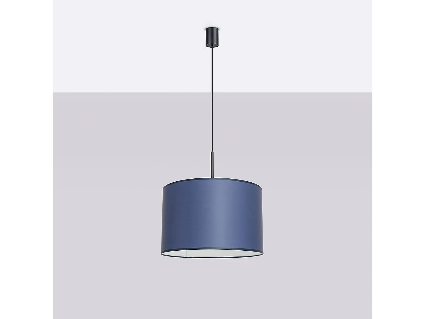 Hanglamp Nevia minimalist van  - 1 lichtbronnen - L.40 x H.137 cm - marineblauw/zwart