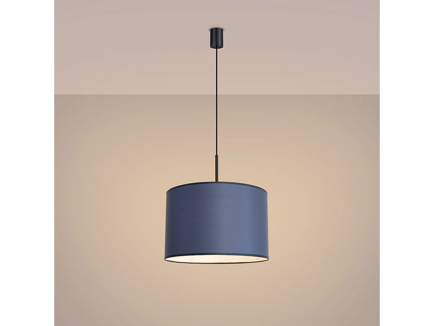 Hanglamp Nevia minimalist van  - 1 lichtbronnen - L.40 x H.137 cm - marineblauw/zwart