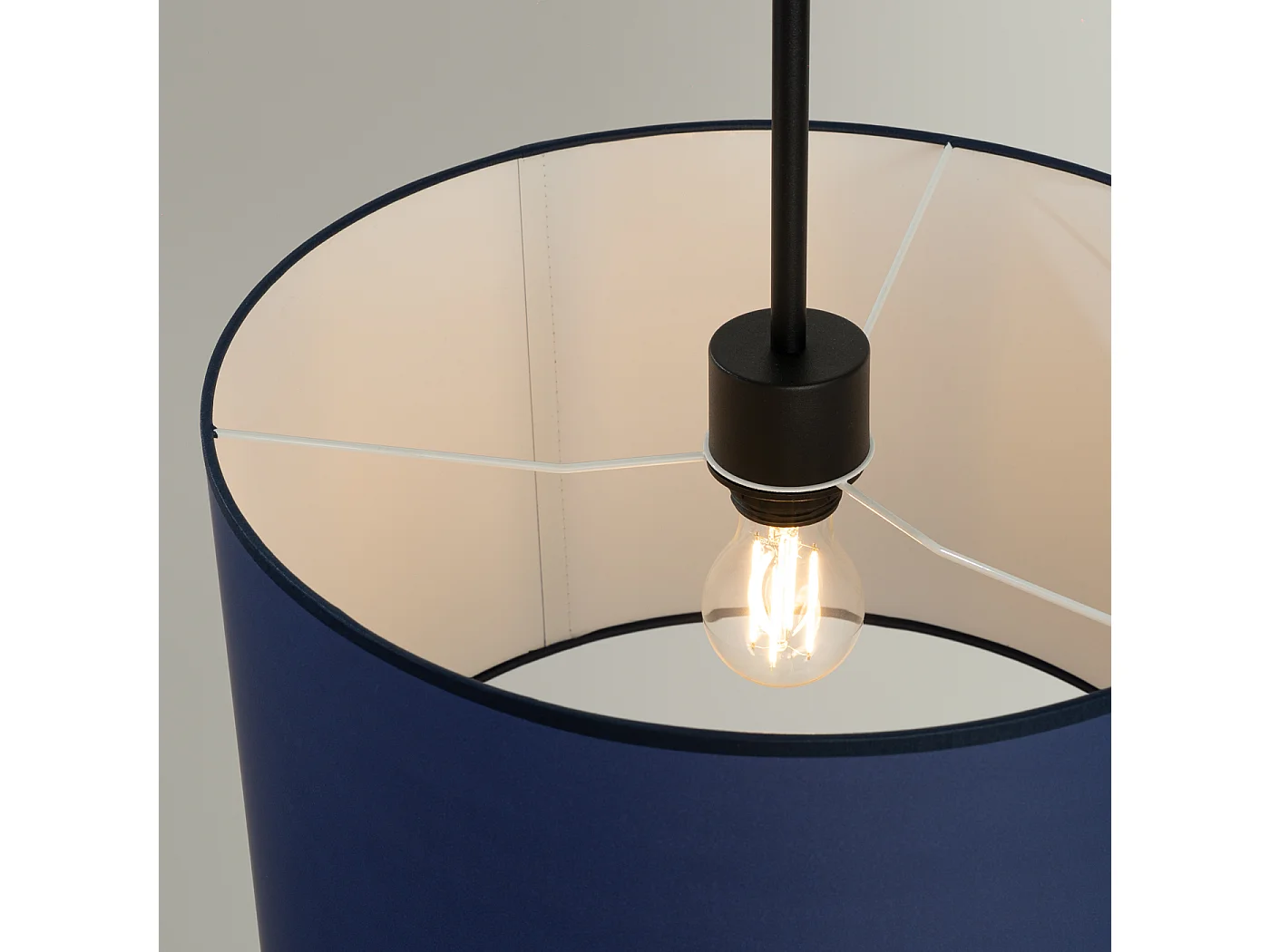 Hanglamp Nevia minimalist van  - 1 lichtbronnen - L.40 x H.137 cm - marineblauw/zwart