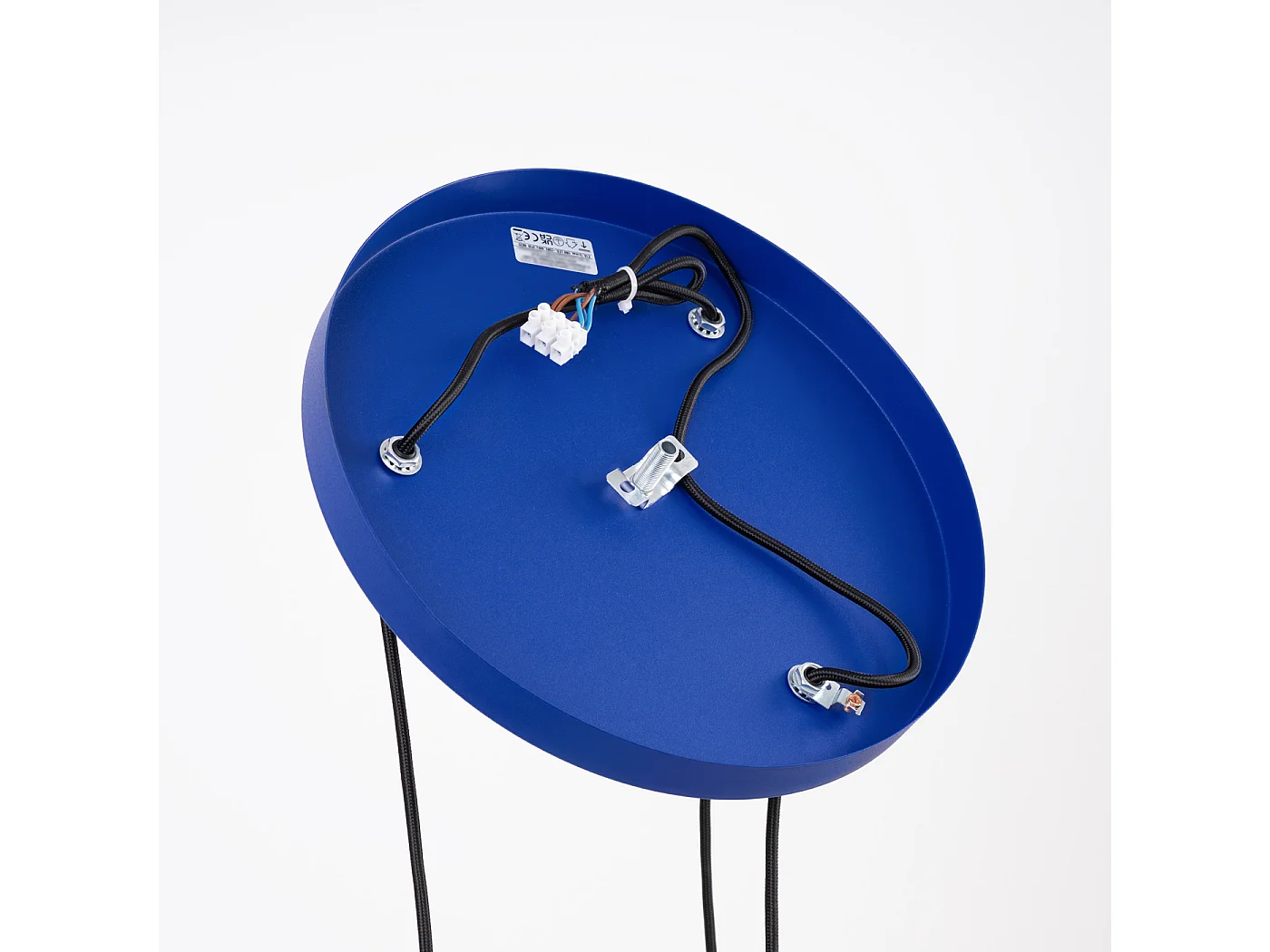 Lámpara colgante Estria desván de acero/aluminio - 3 fuentes luminosas - L.30 x A.120 cm - blanco/ultramar