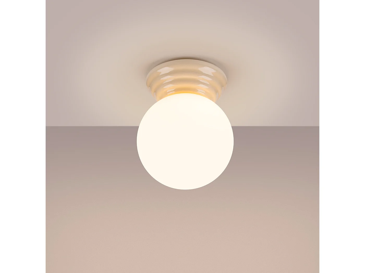 Lámpara de techo Zori minimalista de cerámica/vidrio vidriado - 1 fuentes luminosas - L.12 x A.12 cm - beige