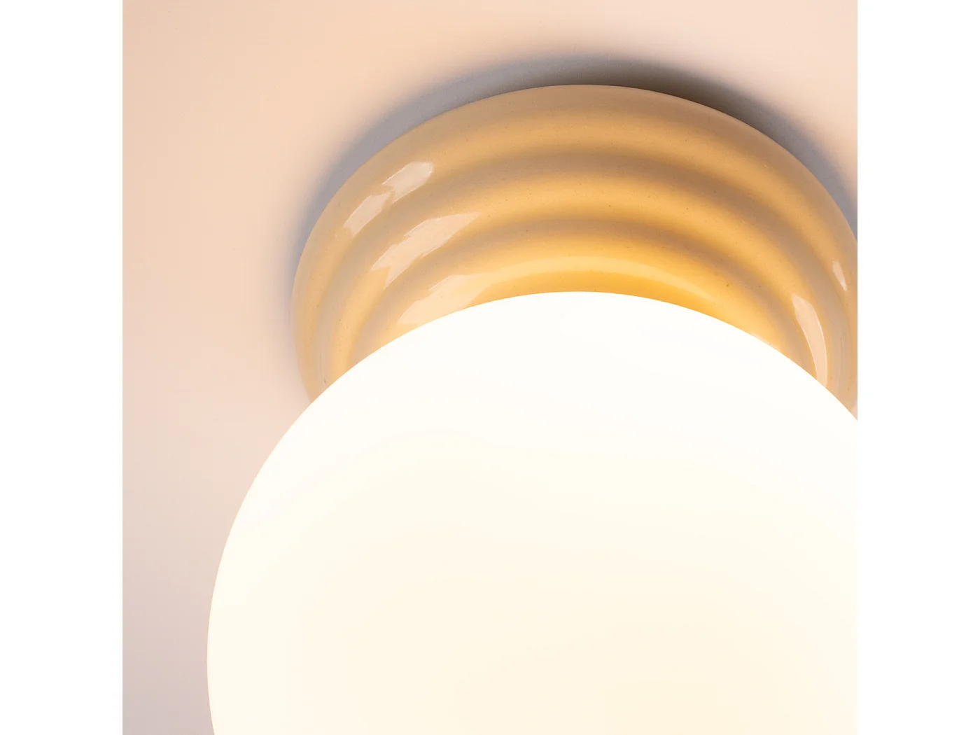 Lámpara de techo Zori minimalista de cerámica/vidrio vidriado - 1 fuentes luminosas - L.12 x A.12 cm - beige