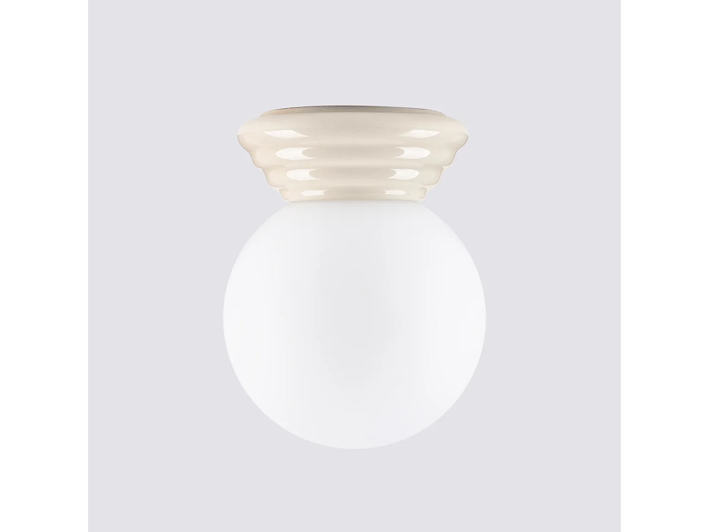 Lámpara de techo Zori minimalista de cerámica/vidrio vidriado - 1 fuentes luminosas - L.12 x A.12 cm - beige