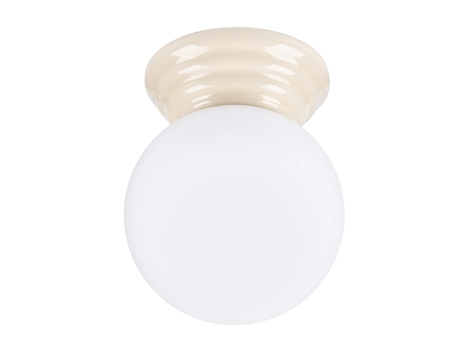 Plafonnier minimaliste en céramique émaillée/verre - 1 sources lumineuses - L.12 x H.12 cm - beige