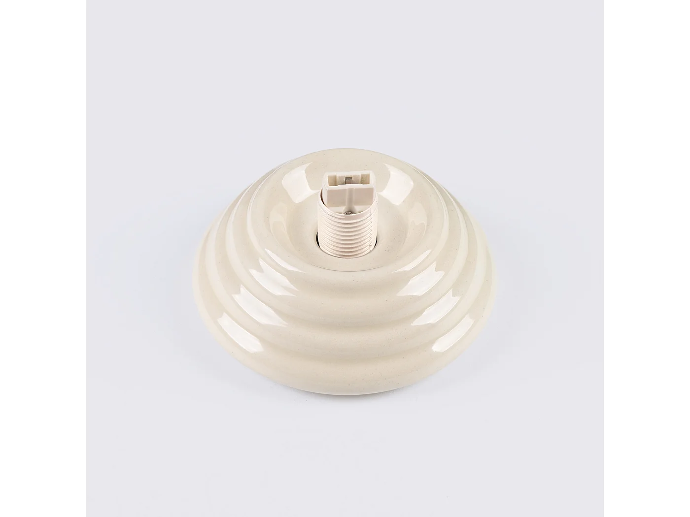 Plafonnier minimaliste en céramique émaillée/verre - 1 sources lumineuses - L.12 x H.12 cm - beige