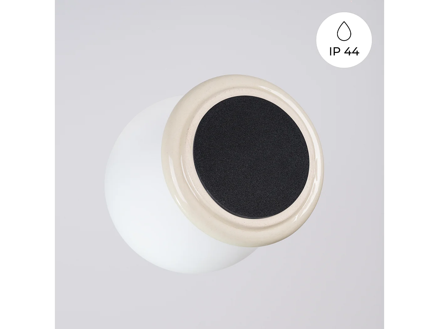 Plafonnier minimaliste en céramique émaillée/verre - 1 sources lumineuses - L.12 x H.12 cm - beige