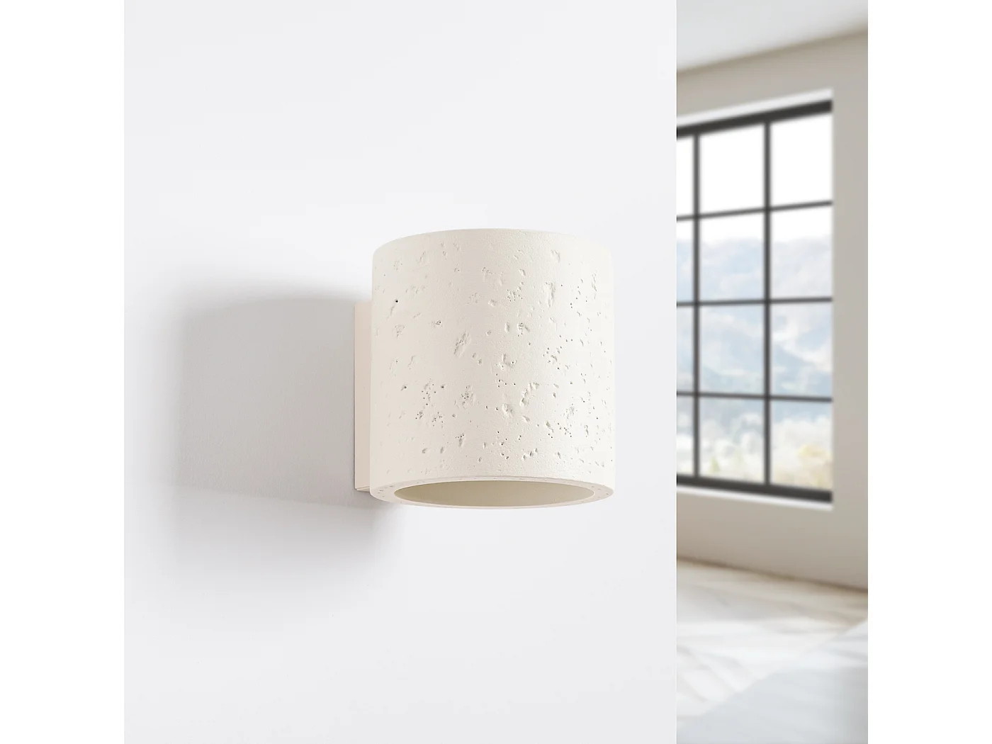 Lámpara de pared Orbis industrial de concreto - 1 fuentes luminosas - L.10 x A.10 cm - beige