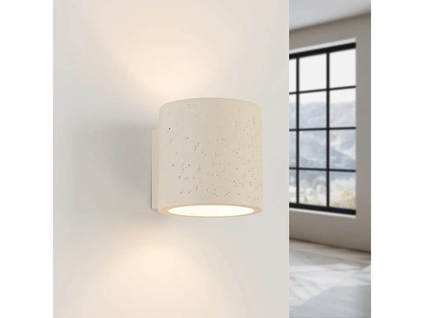 Lámpara de pared Orbis industrial de concreto - 1 fuentes luminosas - L.10 x A.10 cm - beige