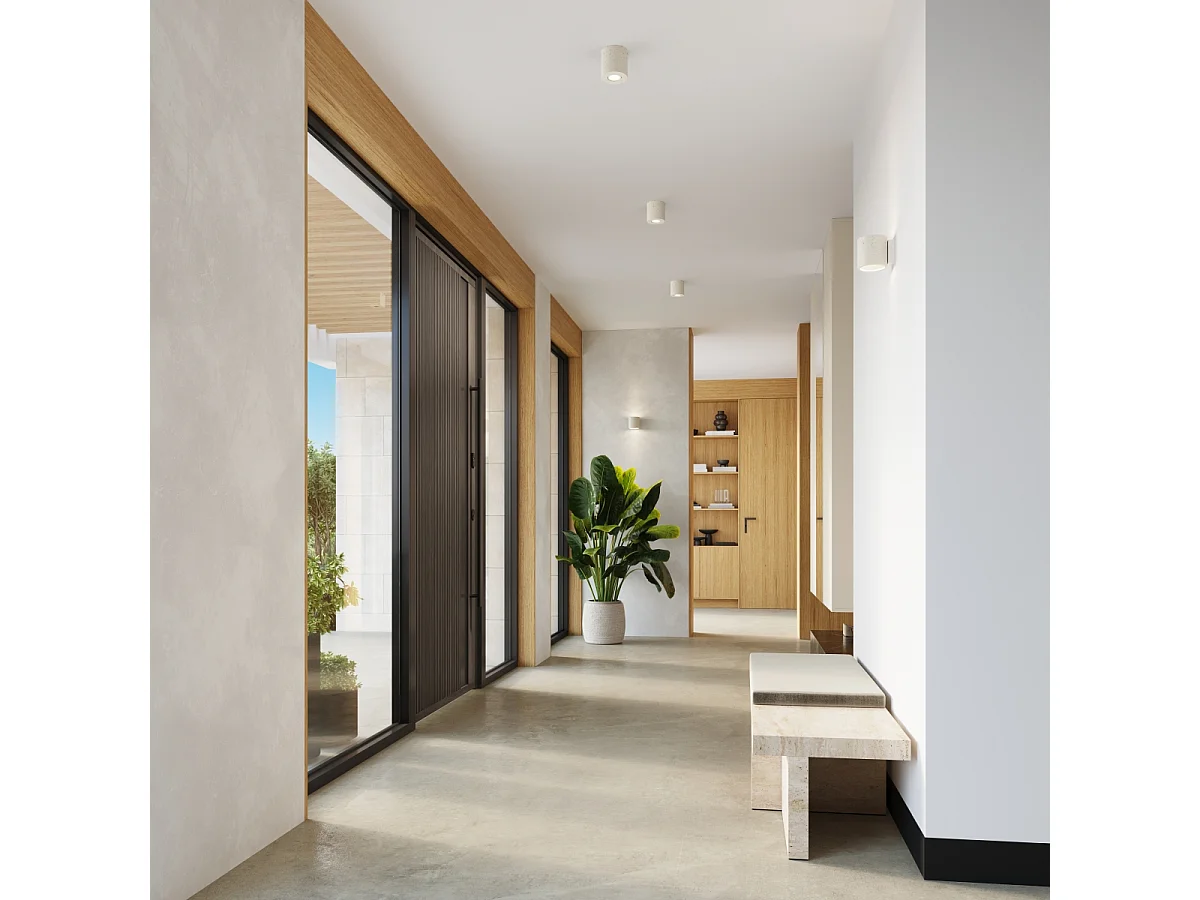 Lámpara de pared Orbis industrial de concreto - 1 fuentes luminosas - L.10 x A.10 cm - beige