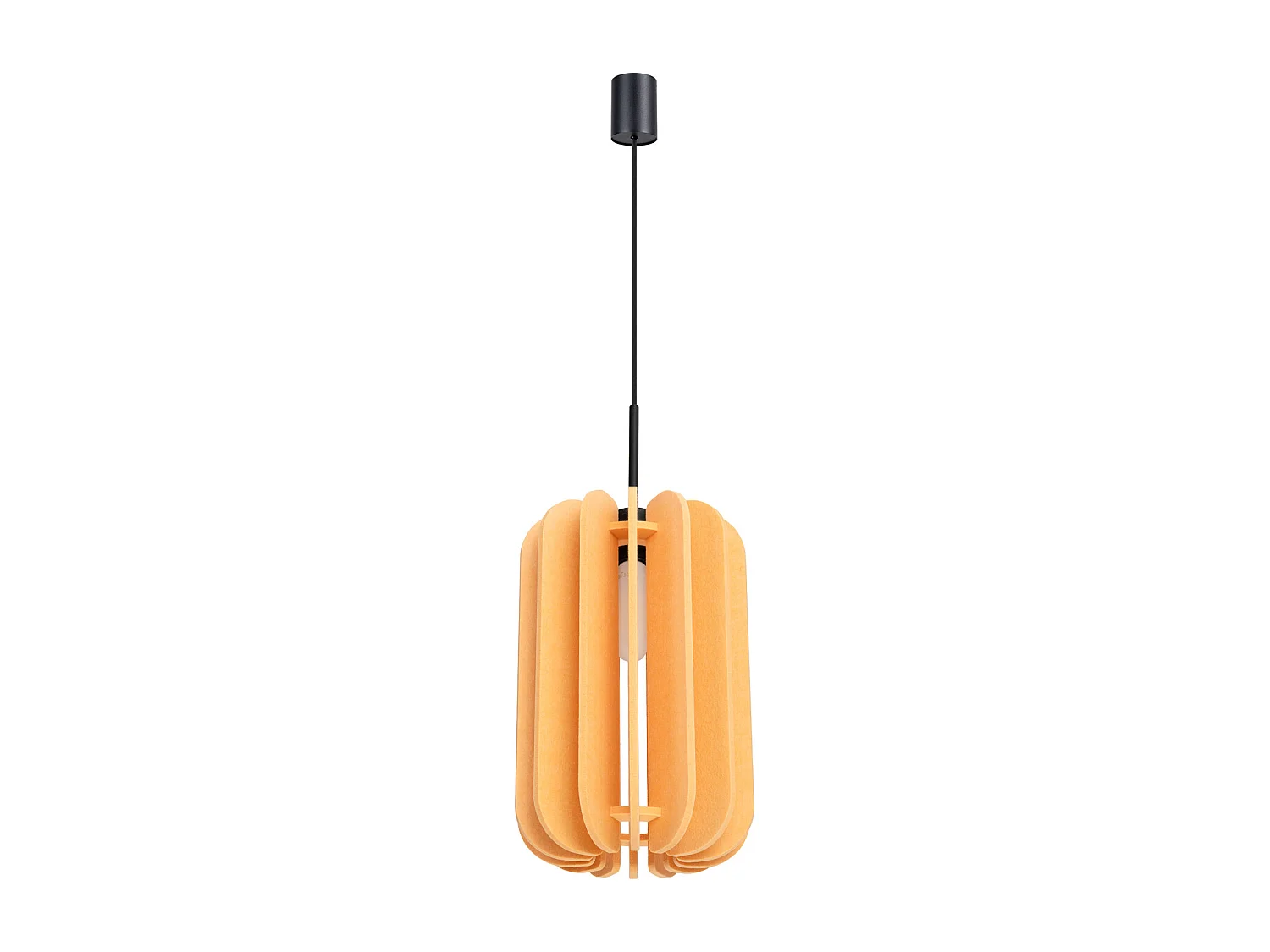 Lampe suspendue moderne en feutre/acier - 1 sources lumineuses - L.27 x H.165 cm - jaune/noir