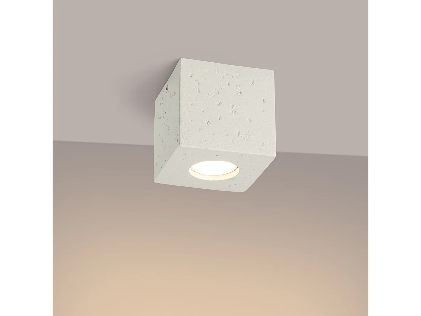 Lámpara de techo Quad industrial de concreto - 1 fuentes luminosas - L.10 x A.10 cm - beige