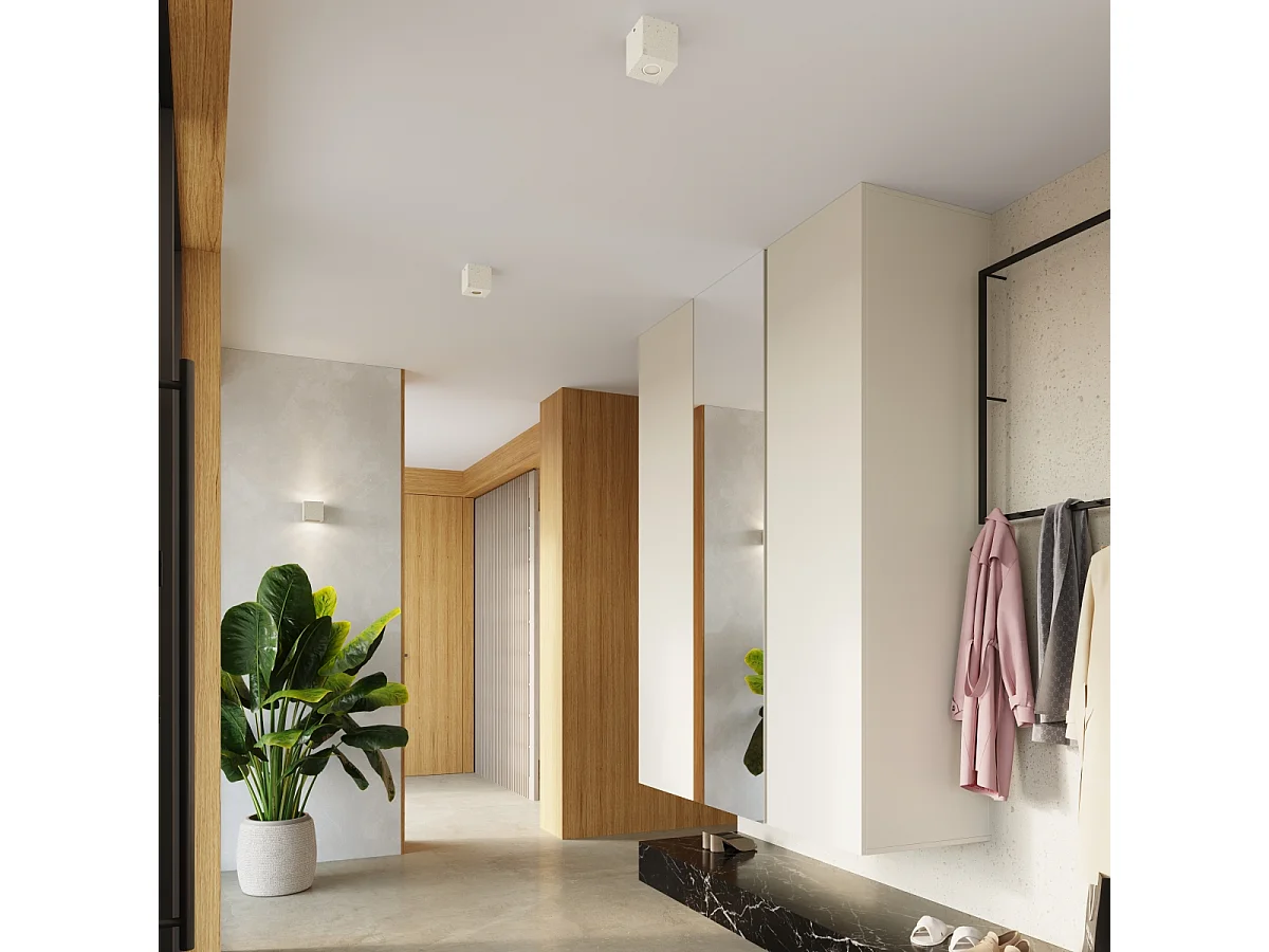 Lámpara de techo Quad industrial de concreto - 1 fuentes luminosas - L.10 x A.10 cm - beige