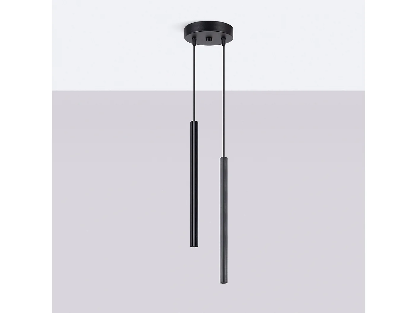 Lámpara colgante Arche moderno de acero - 2 fuentes luminosas - L.15 x A.118 cm - negro