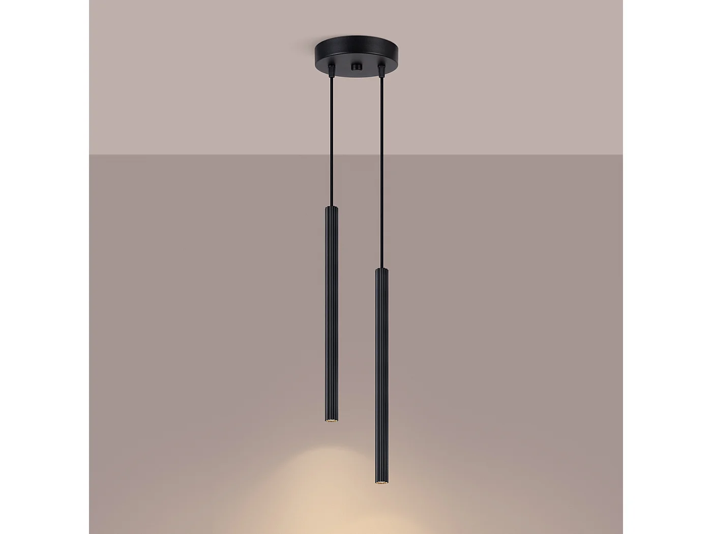 Lámpara colgante Arche moderno de acero - 2 fuentes luminosas - L.15 x A.118 cm - negro