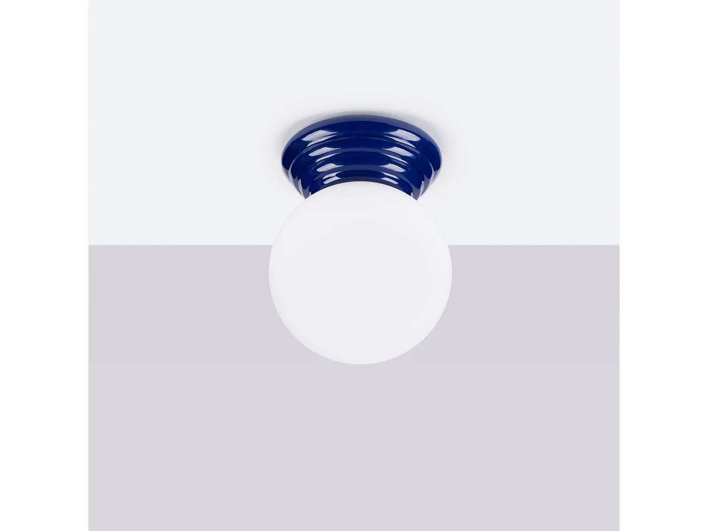 Lámpara de techo Zori minimalista de cerámica/vidrio vidriado - 1 fuentes luminosas - L.12 x A.12 cm - ultramarino