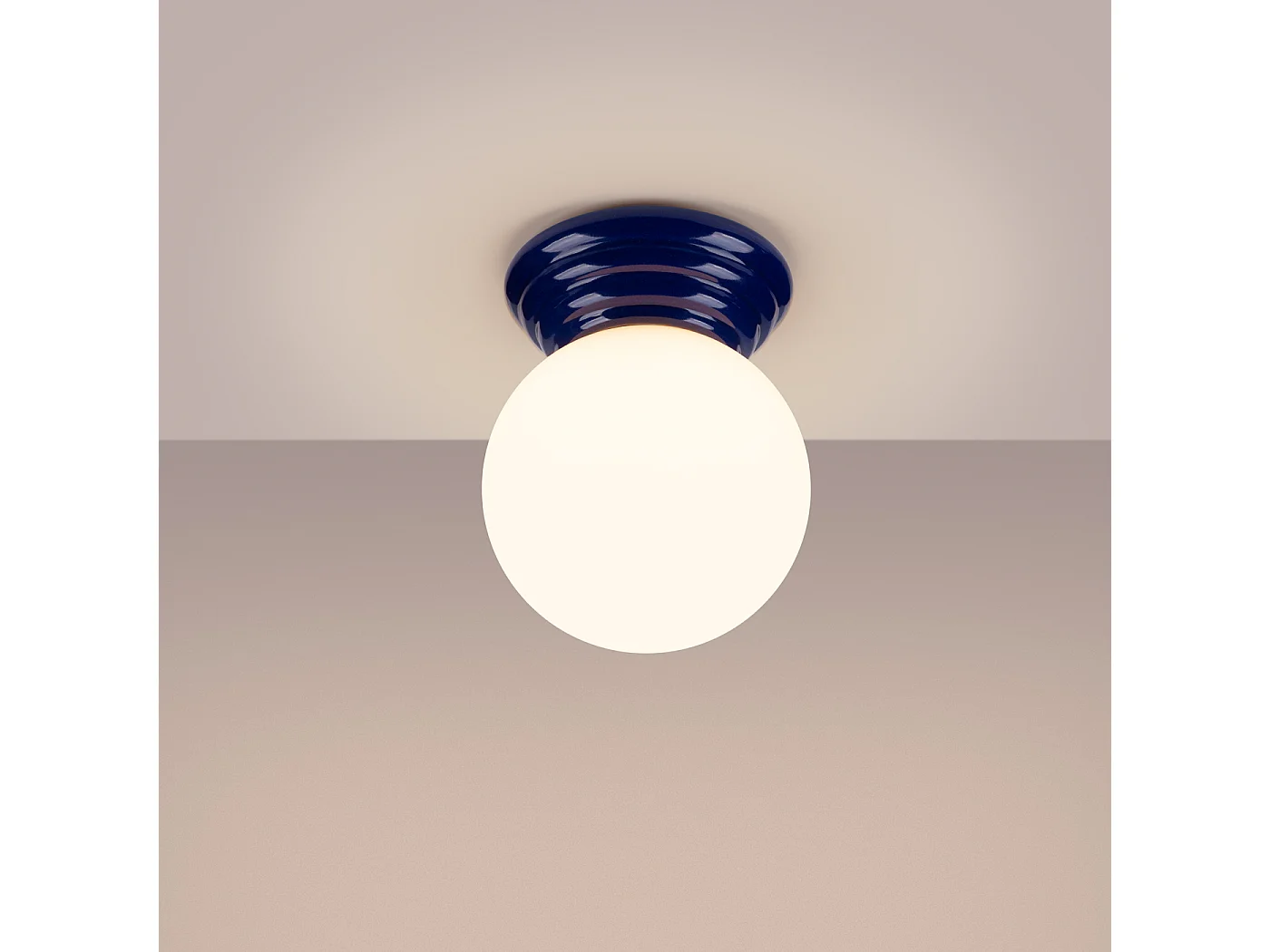 Lámpara de techo Zori minimalista de cerámica/vidrio vidriado - 1 fuentes luminosas - L.12 x A.12 cm - ultramarino