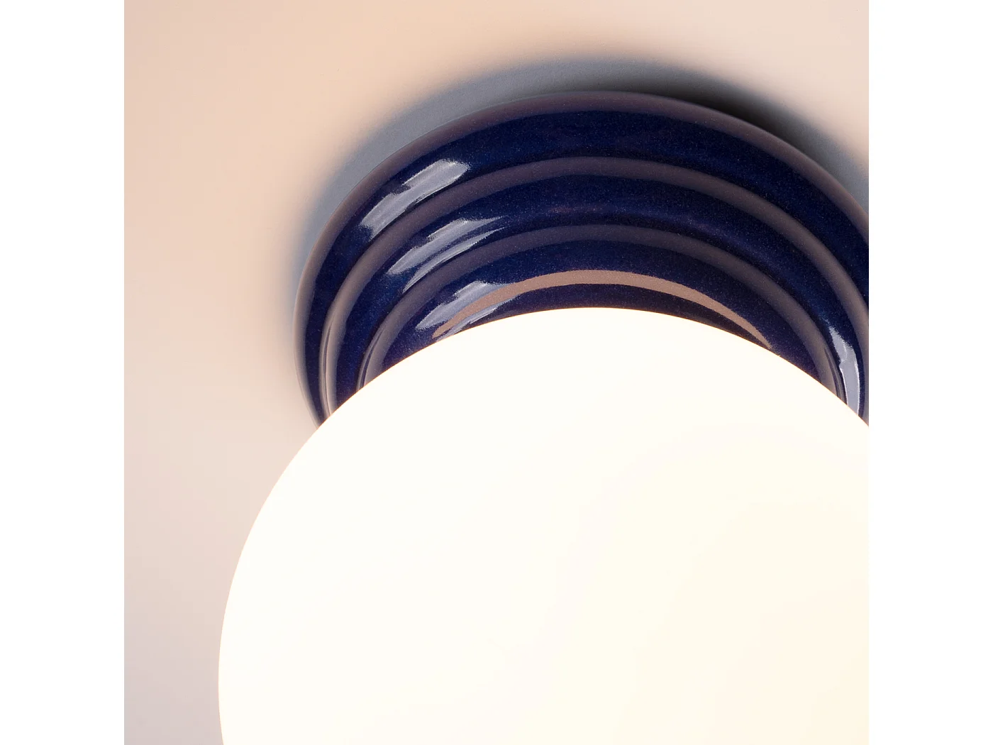 Lámpara de techo Zori minimalista de cerámica/vidrio vidriado - 1 fuentes luminosas - L.12 x A.12 cm - ultramarino