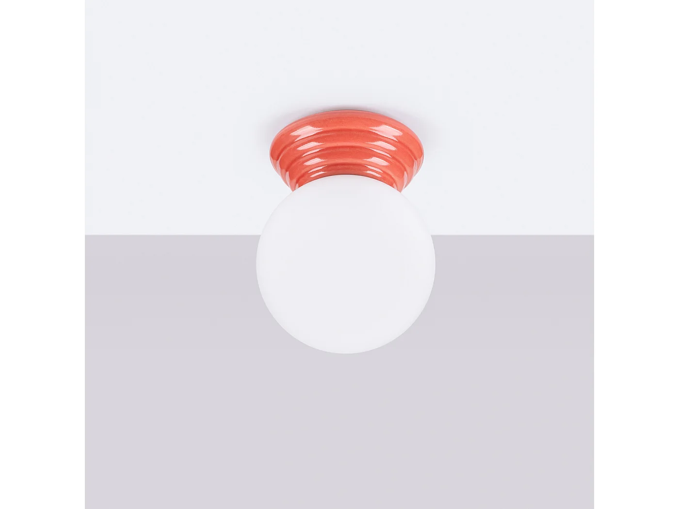 Lámpara de techo Zori minimalista de cerámica/vidrio vidriado - 1 fuentes luminosas - L.12 x A.12 cm - durazno