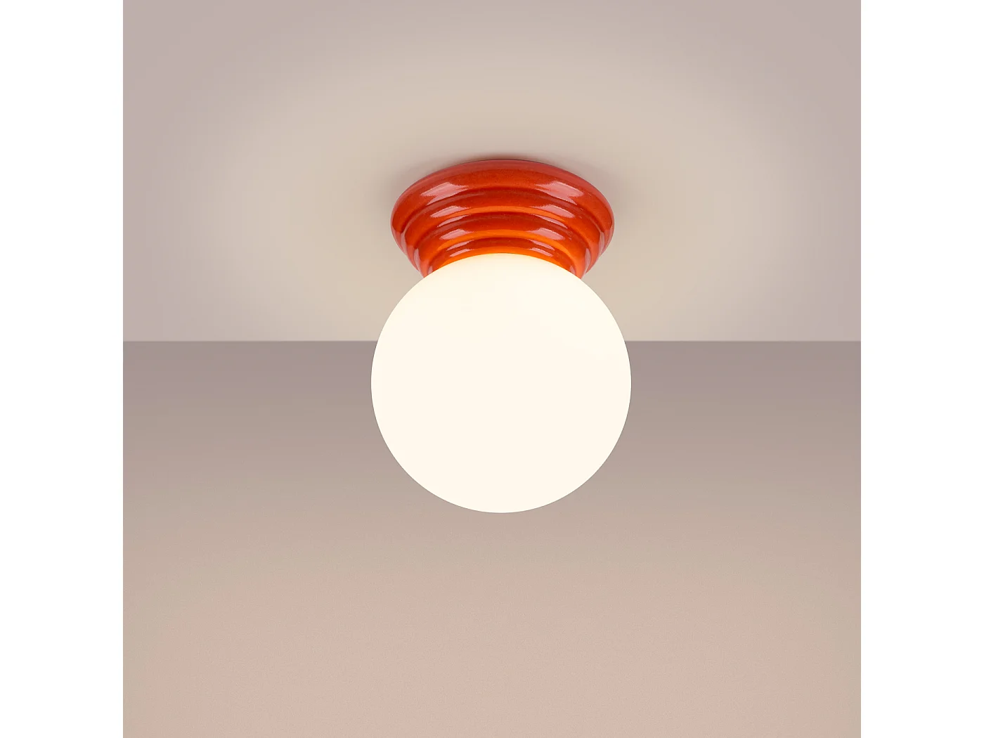 Lámpara de techo Zori minimalista de cerámica/vidrio vidriado - 1 fuentes luminosas - L.12 x A.12 cm - durazno