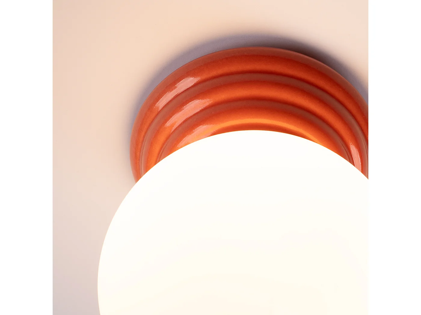 Lámpara de techo Zori minimalista de cerámica/vidrio vidriado - 1 fuentes luminosas - L.12 x A.12 cm - durazno