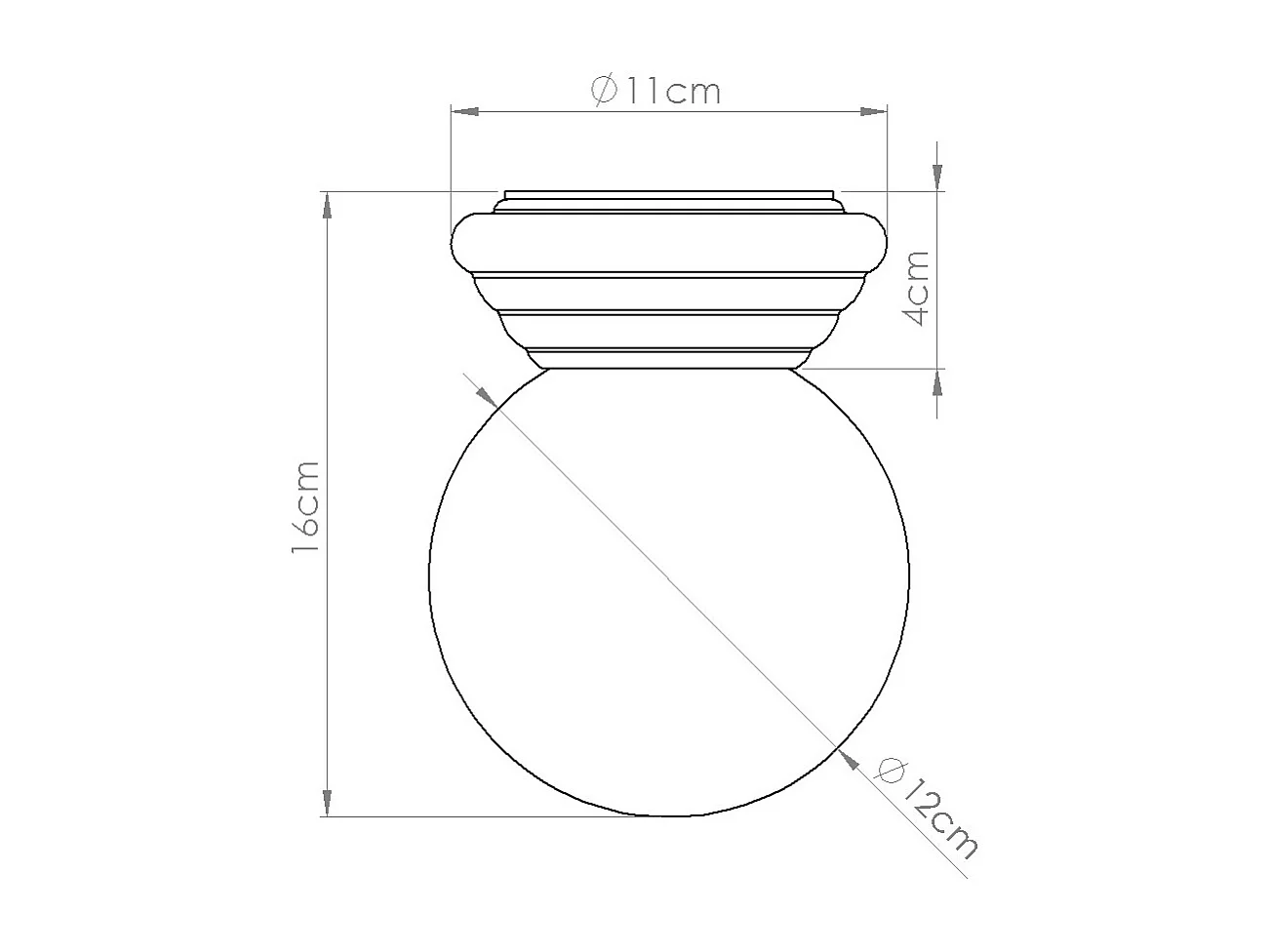 Lámpara de techo Zori minimalista de cerámica/vidrio vidriado - 1 fuentes luminosas - L.12 x A.12 cm - durazno