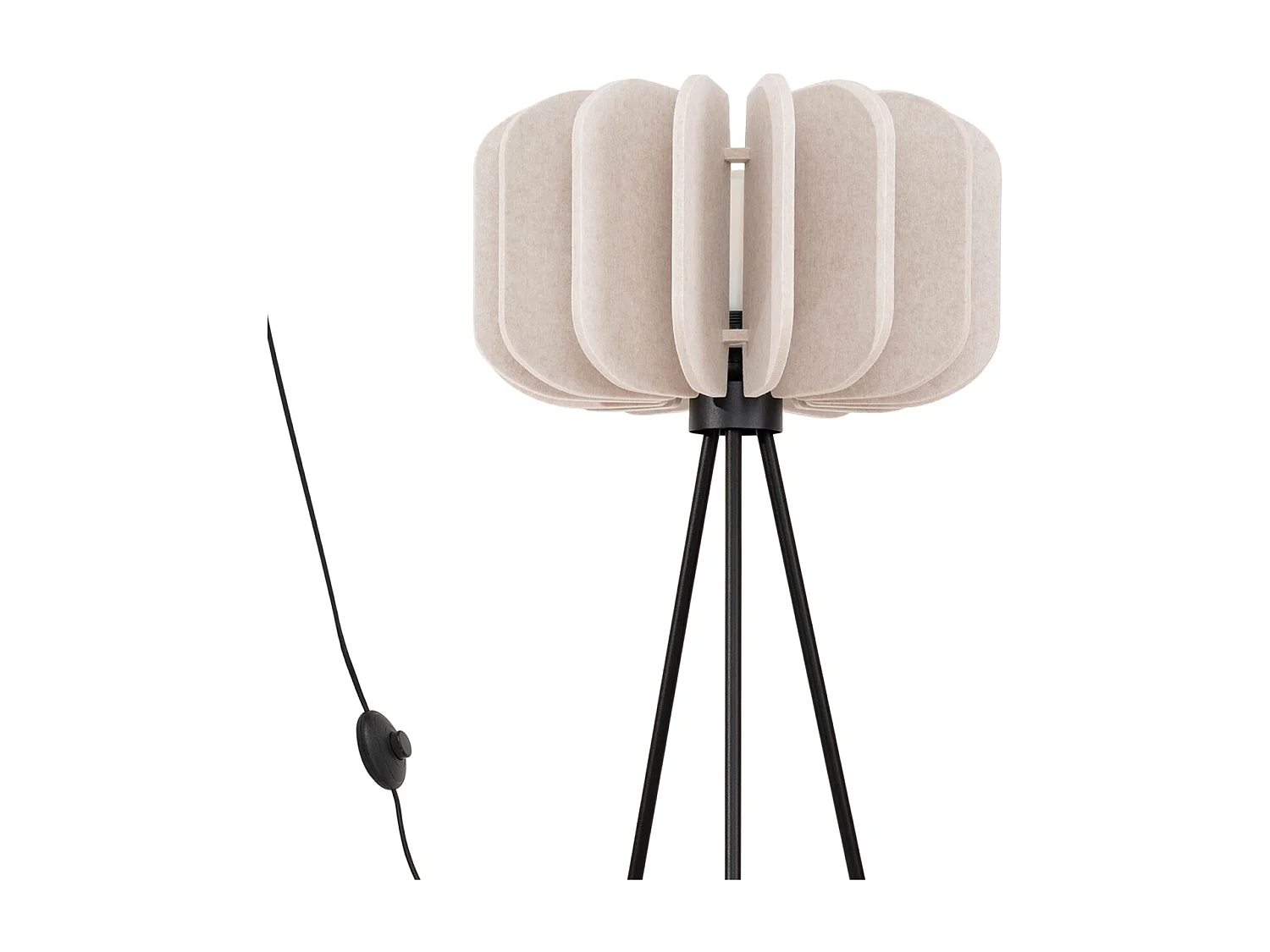 Lámpara de pie Mula moderno de fieltro/acero - 1 fuentes luminosas - L.45 x A.134 cm - beige/negro